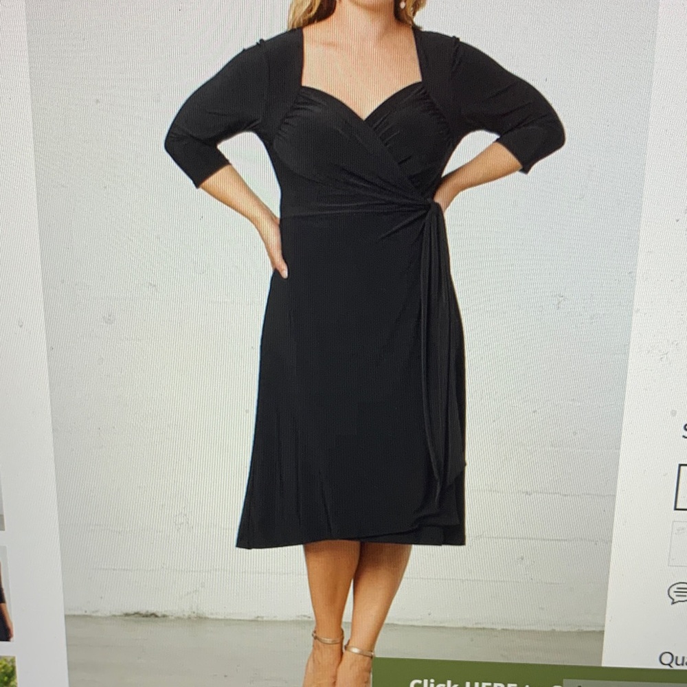 Kiyonna Black Long Sleeve Wrap Dress